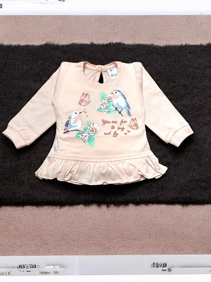 Adorable girls full sleeve top and pajama set
