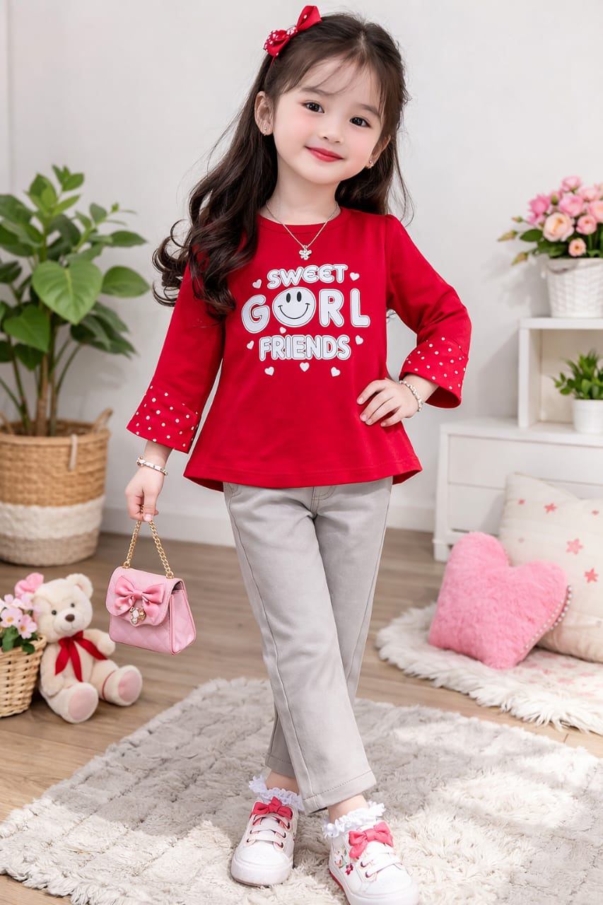 Adorable Sweet Girl Friends Pajama Set for Kids